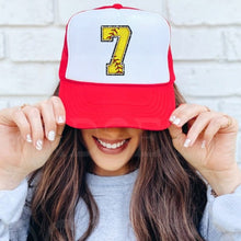 Load image into Gallery viewer, Customized Faux Chenille Foamie Trucker Hat
