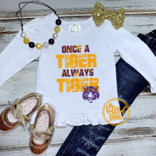Load image into Gallery viewer, Once A...Always A..White Ruffle Tee (Any Team)
